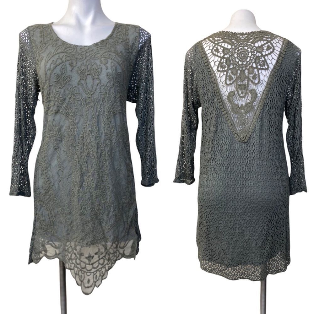 Overlay knit tunic top